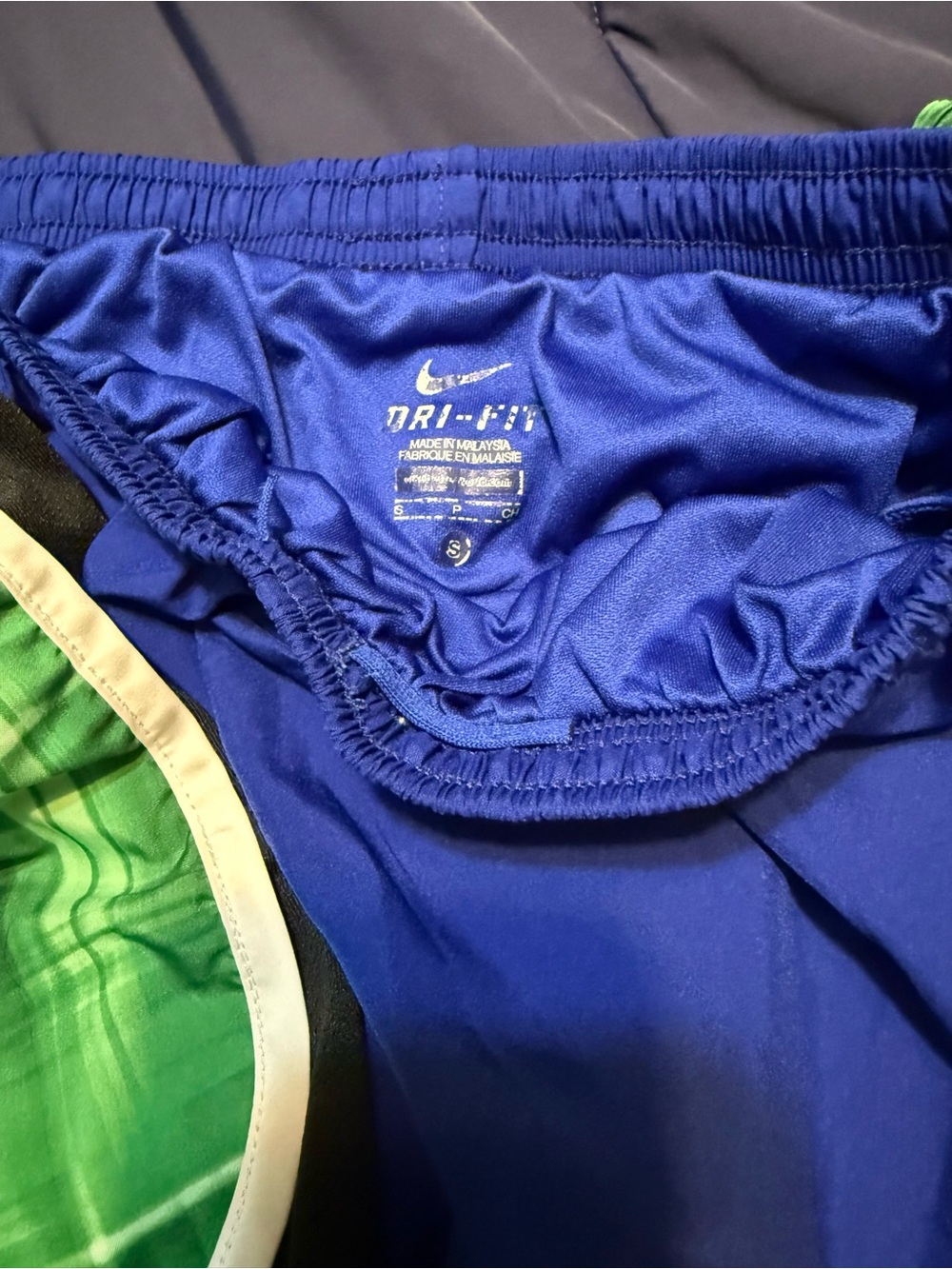 Nike Dri-FIT Athletic Running Shorts - Green, Blue, Light Blue - Picture 3 of 5